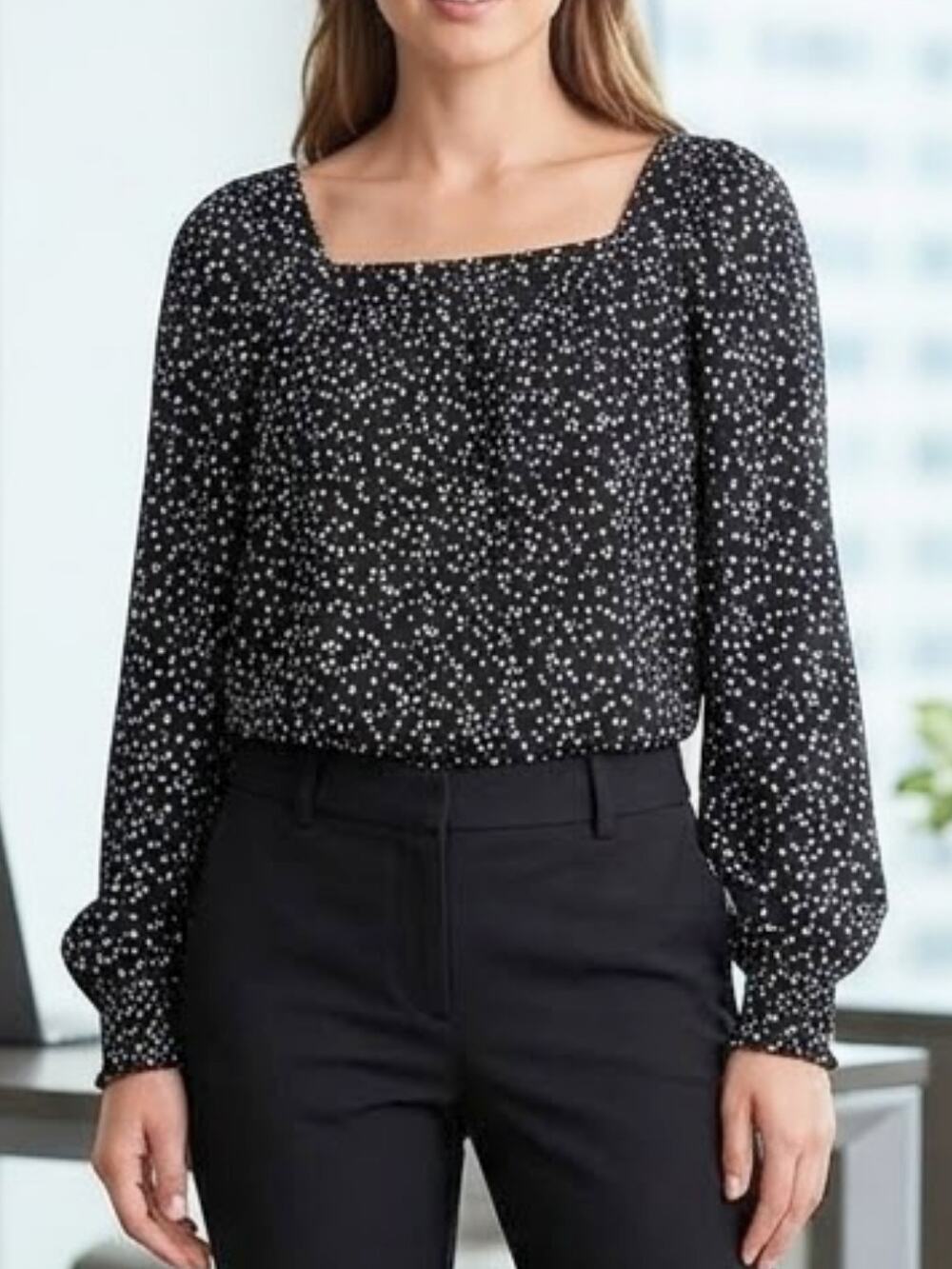 GAP Black White Dot Print Square Neck Top S NWT | Cottagecore Blouse
